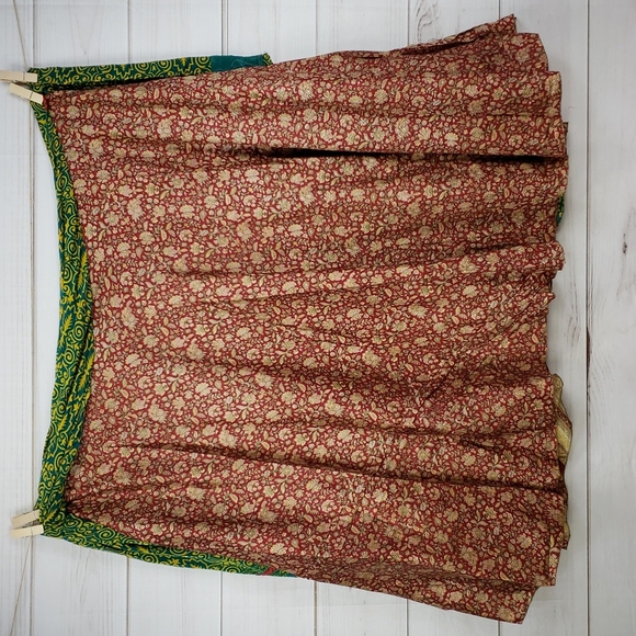 Darn Good Yarn Sari Silk Wrap Skirt Ankle Goddess - Picture 4 of 16